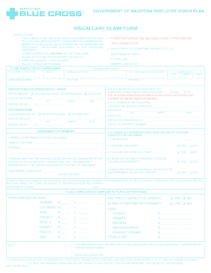 Manitoba Employee Vision Plan Claim Form
