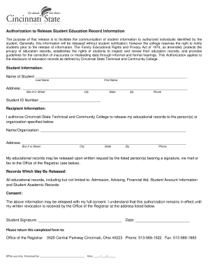 Authorization to Release Student Education Records