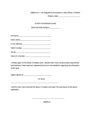 Study in Krakow Card Application Form