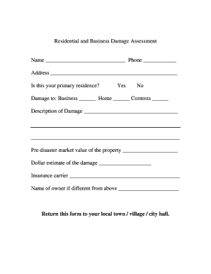 Residential and Business Damage Assessment Form