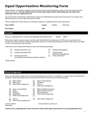 Equal Opportunities Monitoring Form