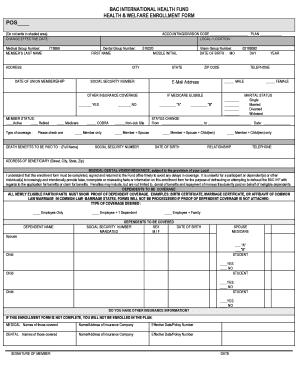 BAC International Health Fund Enrollment Form