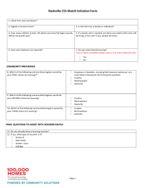 Nashville CES Match Initiation Form