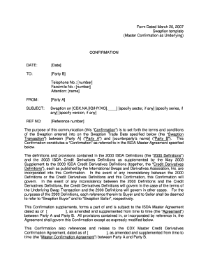Swaption Agreement Template