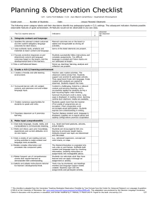 CLIL Teaching Observation Checklist