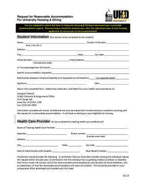 Request for Reasonable Accommodation for University Housing