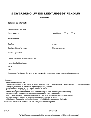 Bewerbung um ein Leistungsstipendium