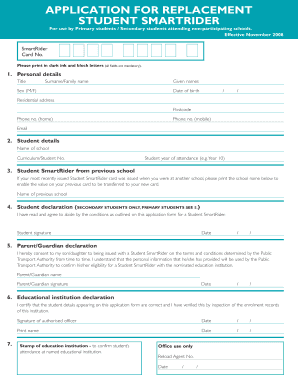 Replacement Student SmartRider Application
