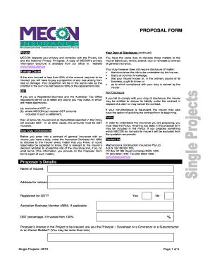 MECON Construction Insurance Proposal Form