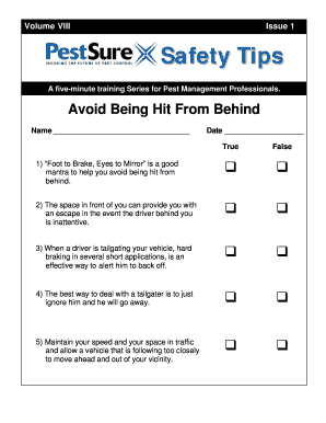 Pest Management Safety Training Form