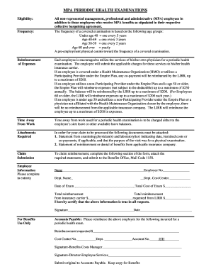 MPA Periodic Health Examination Reimbursement Form