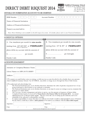 Authority form template - Direct Debit Request Form 2014 - ggswaeduau - ggs wa edu