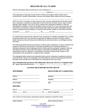 Release of All Claims Form