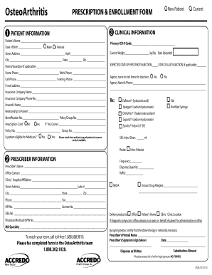 Osteoarthritis Prescription Enrollment Form