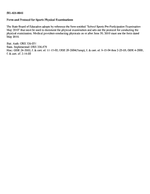 School Sports Pre-Participation Examination Form