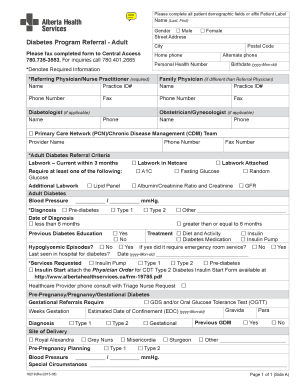 Adult Diabetes Program Referral Form