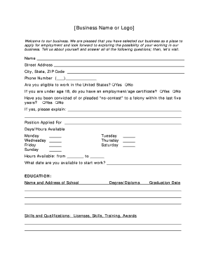 Employment Application Form