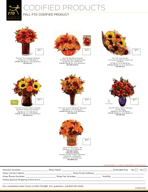 FTD Fall Product Order Form