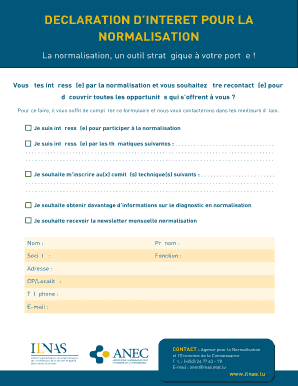 Déclaration d’intérêt pour la normalisation