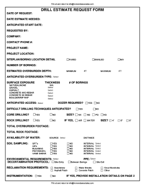 Drill Estimate Request Form