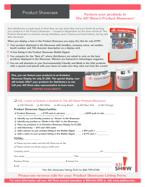 ASI Show Product Showcase Listing Form