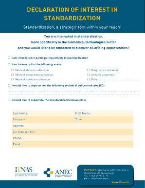 Declaration of Interest in Standardization
