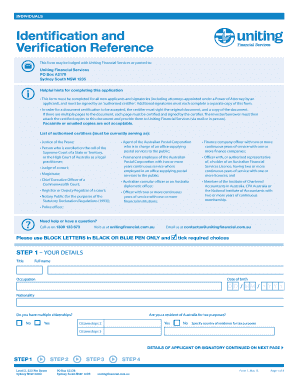 Uniting Financial Services Identification and Verification Form
