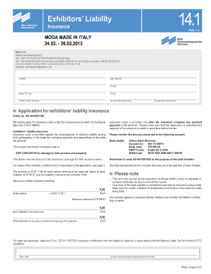Anmeldung zur Ausstellerschaftshaftpflichtversicherung