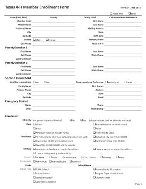 Texas 4-H Member Enrollment Form