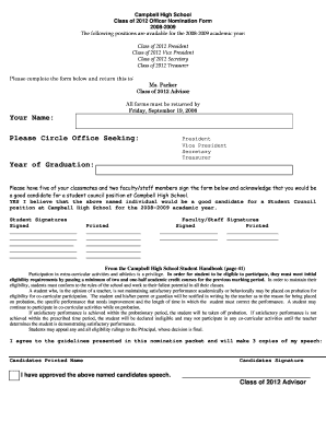 Simple registration letter - Class of 2012 Officer Nomination Form - campbellhs