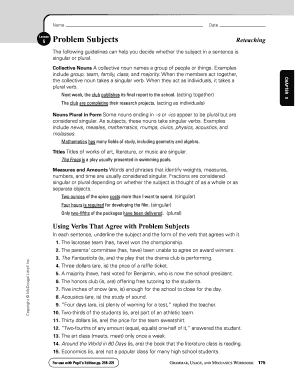 Grammar Worksheet: Subject-Verb Agreement