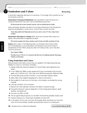 Semicolons and Colons Worksheet