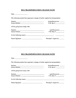 Bus Transportation Change Note