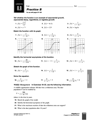 Algebra 2 Lesson 8.8 Practice B