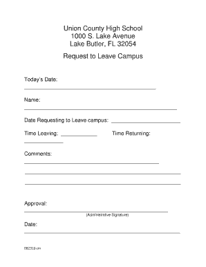 Request to Leave Campus Form