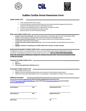 Sudden Cardiac Arrest Awareness Form