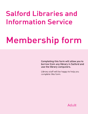 Salford Libraries Membership Form