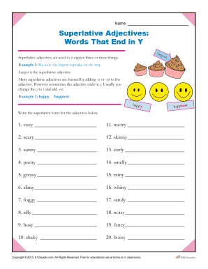 Superlative Adjectives Worksheet