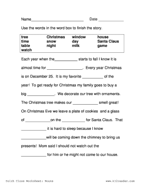 Christmas Story Fillable Worksheet