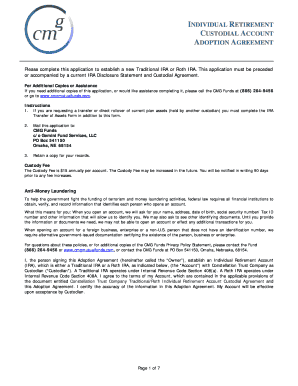 Traditional/Roth IRA Custodial Account Adoption Agreement