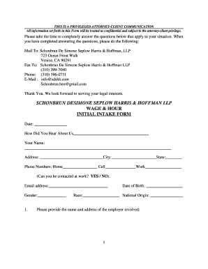 Wage & Hour Initial Intake Form