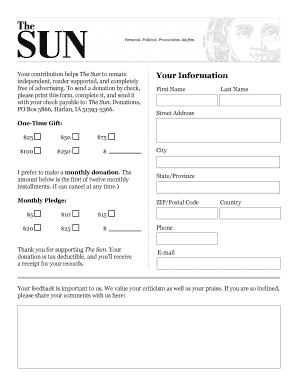 The Sun Donation Form