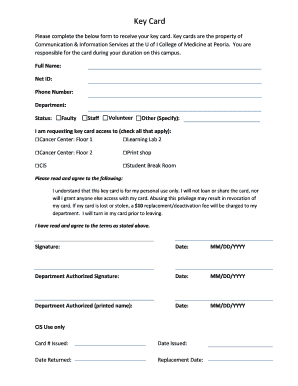 University of Illinois Key Card Policy and Request Form