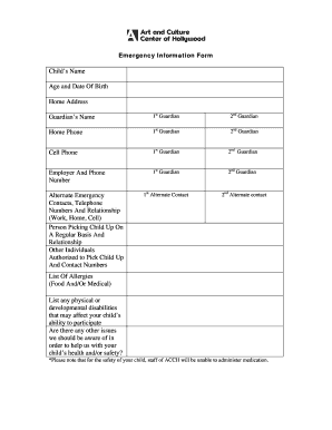 Emergency Information Form