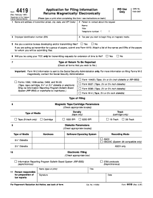 IRS Form 4419 Application for Filing Information