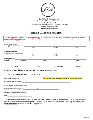 Credit Card Authorization Form