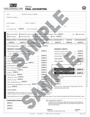 Oregon Final Accounting Form