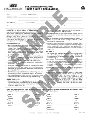 House Rules and Regulations Form