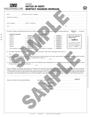 Oregon Notice of Rent Increase