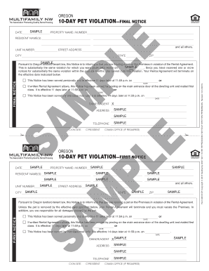 Oregon 10-Day Pet Violation Notice